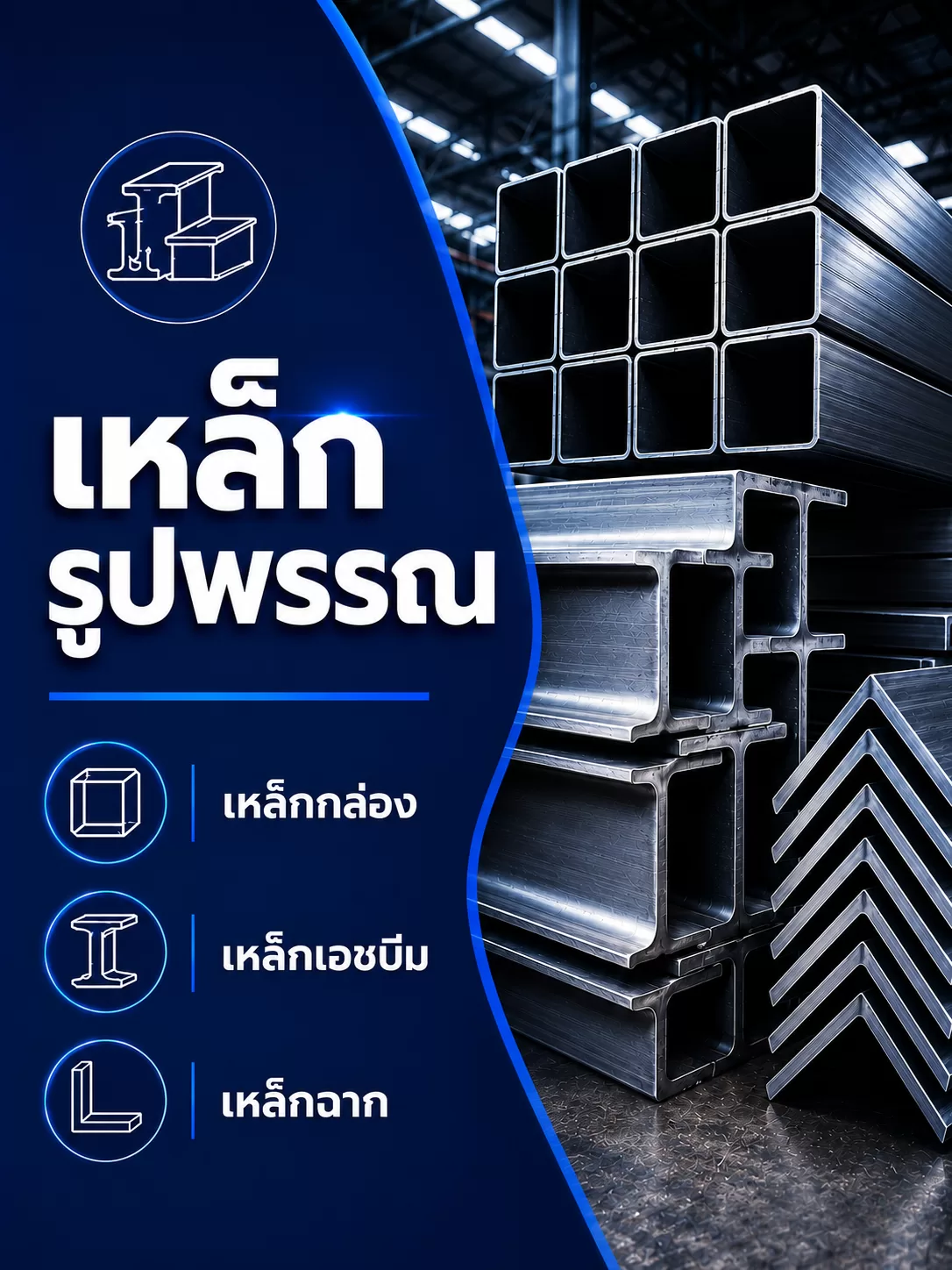 เหล็กรูปพรรณ เหล็กกล่อง เหล็กเอชบีม เหล็กฉาก - เหล็กทรัพย์ธนวงส์